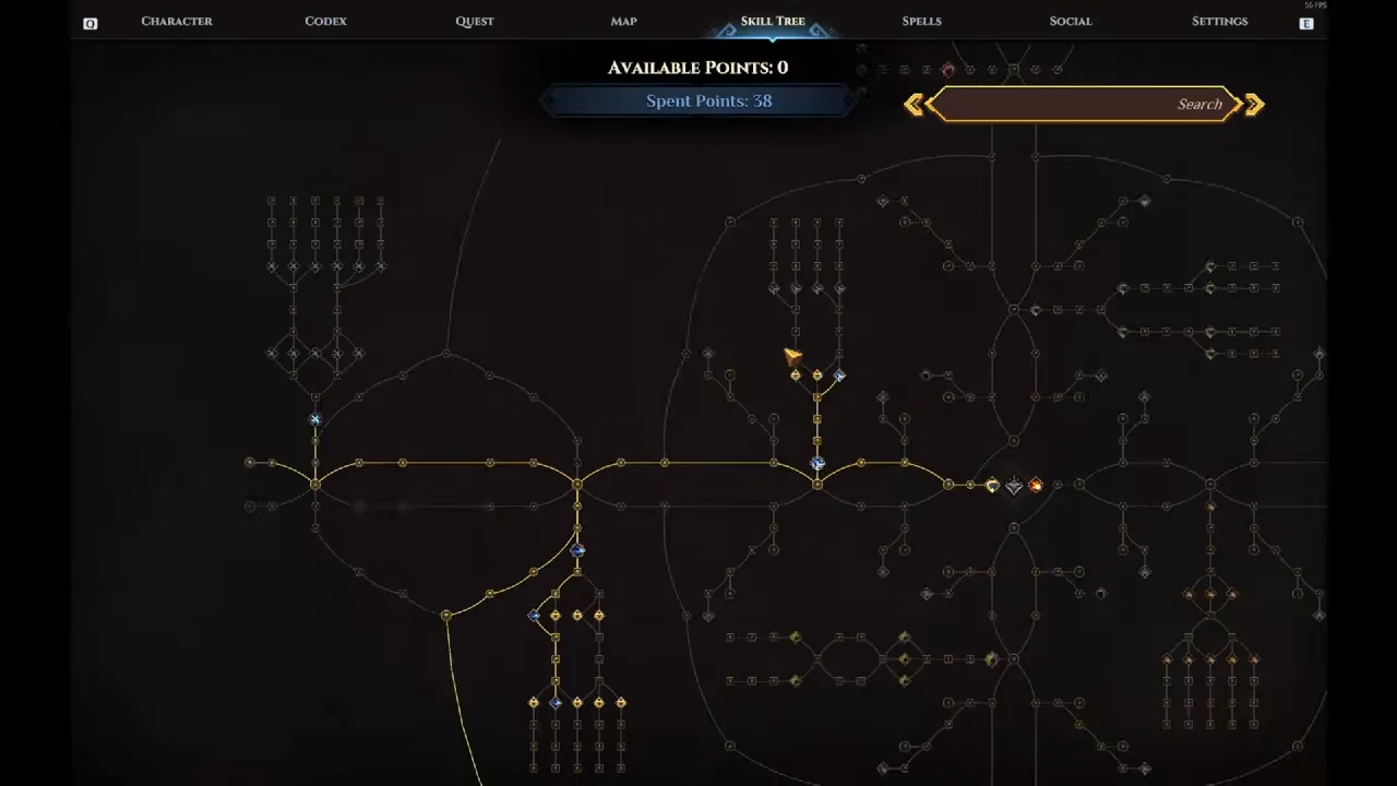 Connected Minotaur Magician frost skill tree in recorded gameplay