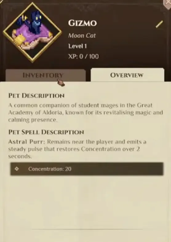 Moon Cat Astral Purr ability panel