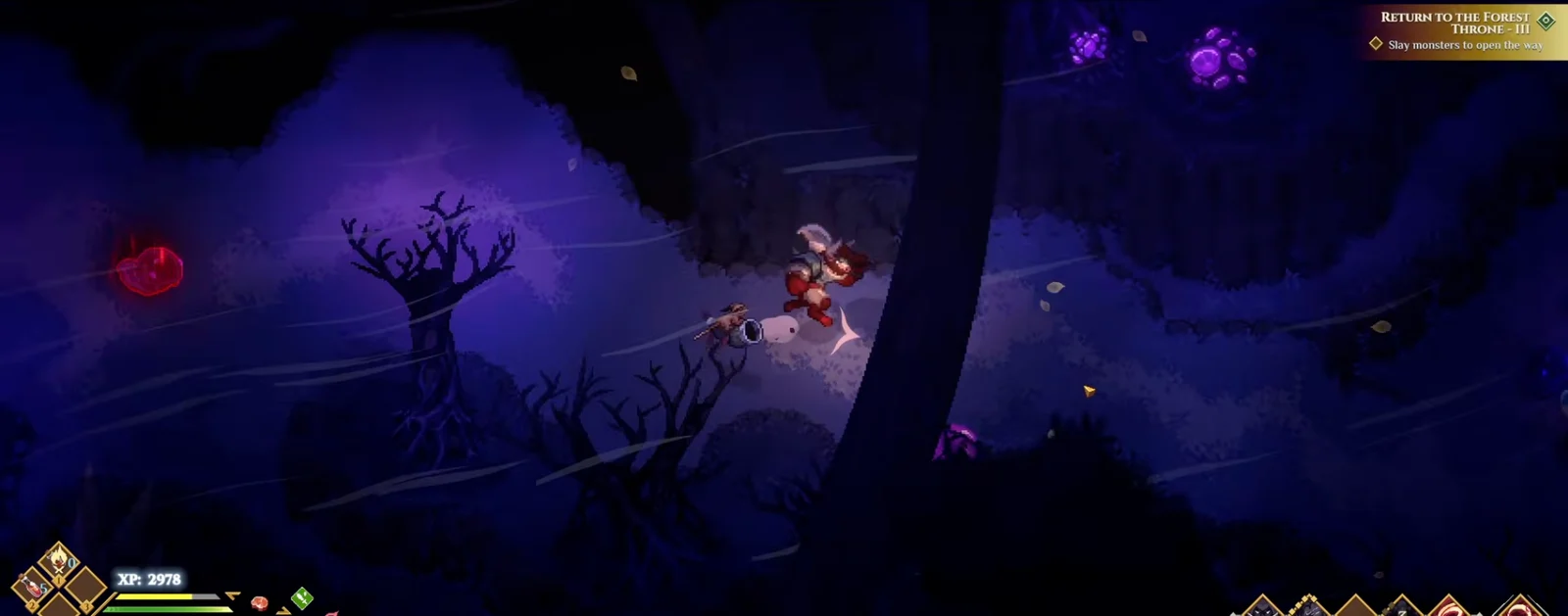 Dimraeth forest route with Return to the Forest Throne III displayed in the quest HUD
