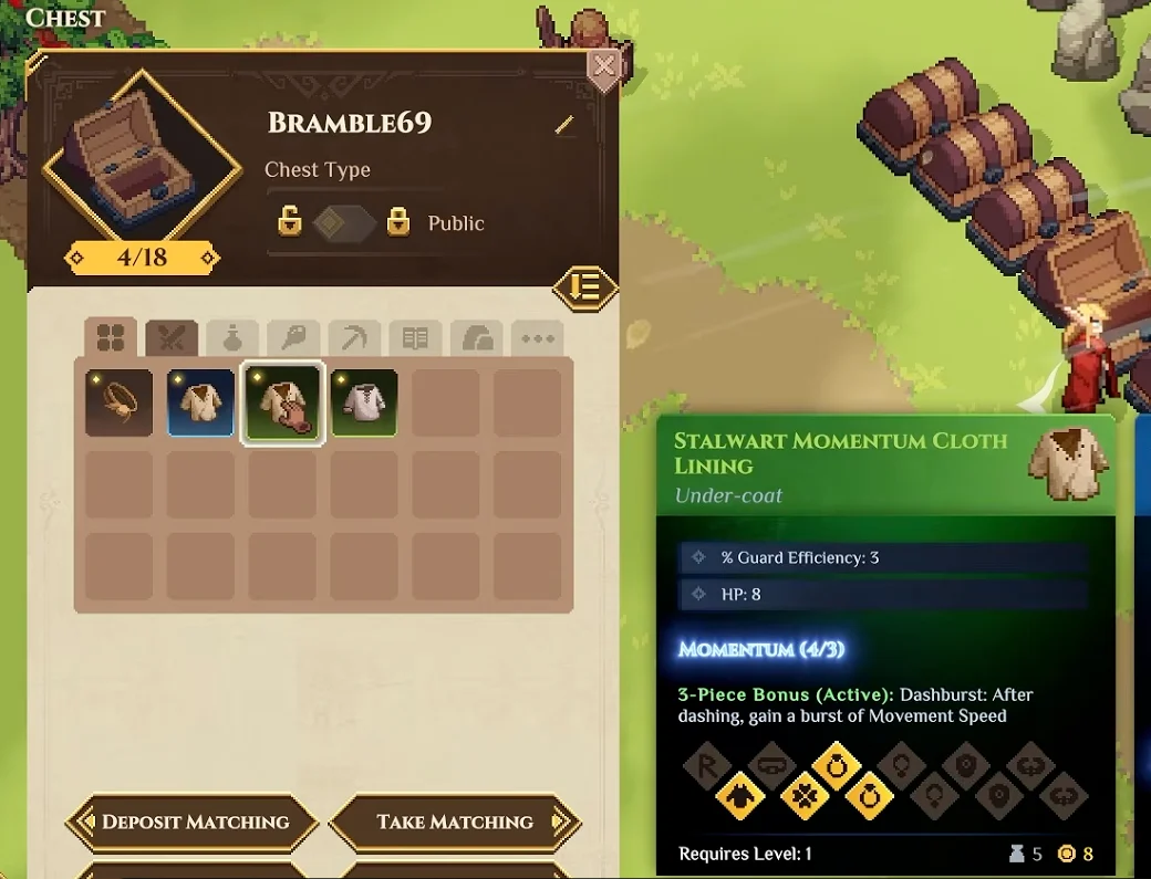 Dimraeth chest interface with a Public access selector and stored equipment