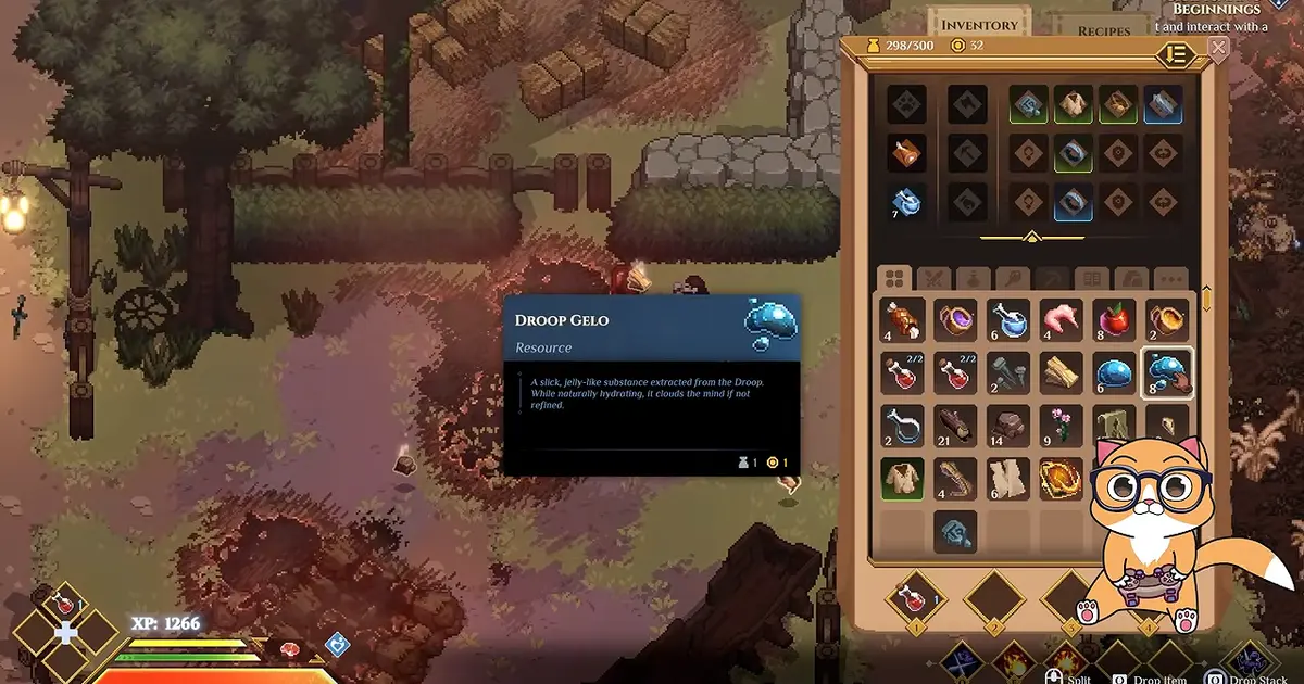 Dimraeth inventory near the weight limit with gathered materials