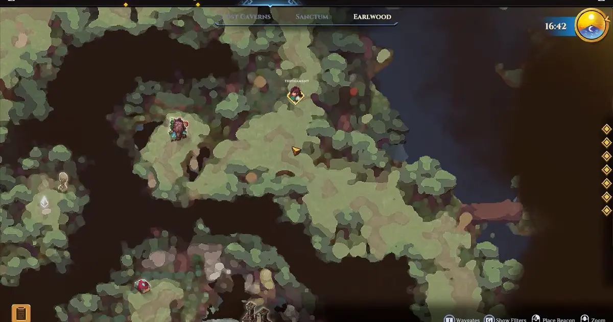 Dimraeth Earlwood map with the Lost Child quest marker
