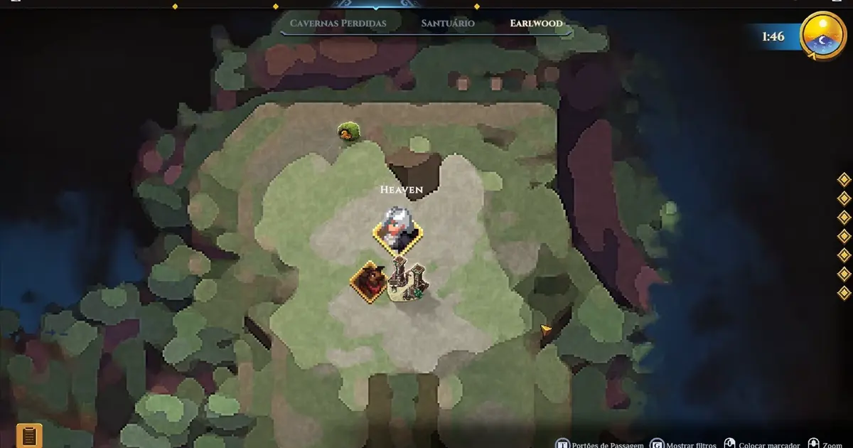 Dimraeth map showing the route toward the Beast-Occupied Ruins pet encounter